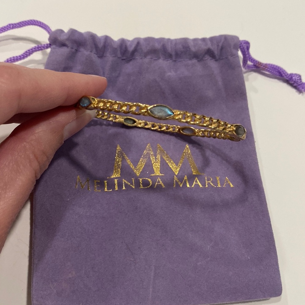 Melinda Maria gold chain bangle with stones